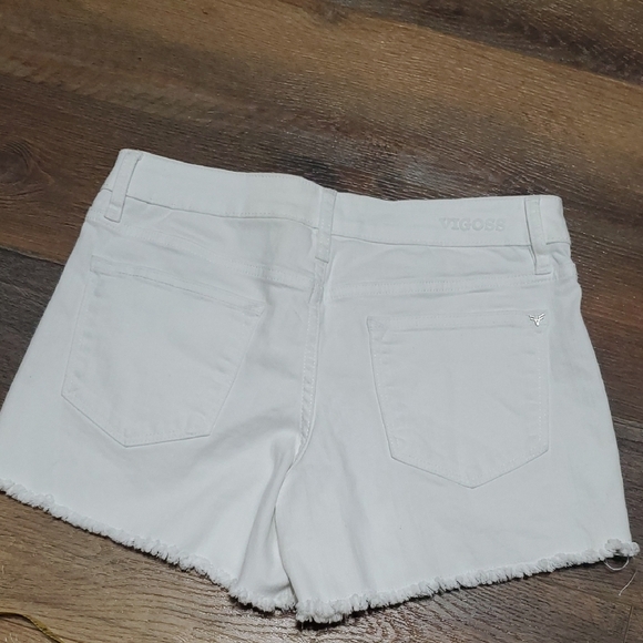 Vigoss White Jean Matley Shorts High-Waisted Frayed Hem - Picture 7 of 9